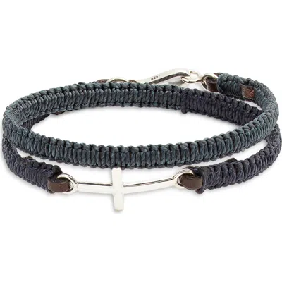 Caputo & Co . Macrame Cross Double Wrap Bracelet In Blue