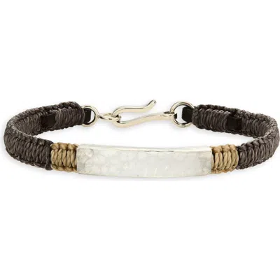 Caputo & Co Macrame Hammered Id Bracelet In Black