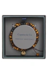 Caputo & Co Mantra Semiprecious Stone Bracelet In Brown