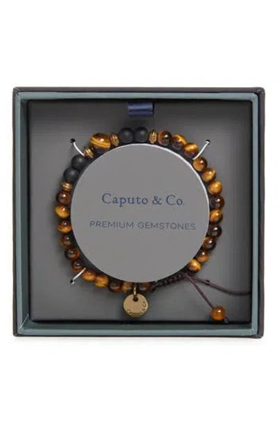 Caputo & Co Mantra Semiprecious Stone Bracelet In Brown