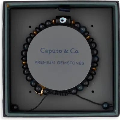 Caputo & Co Murano Evil Eye Tiger Eye Bead Bracelet In Blue Tiger Eye