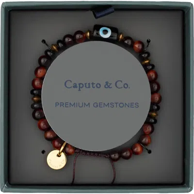 Caputo & Co Murano Evil Eye Tiger Eye Bead Bracelet In Red Tiger Eye