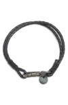 Caputo & Co Swivel Clasp Leather Bracelet In Black