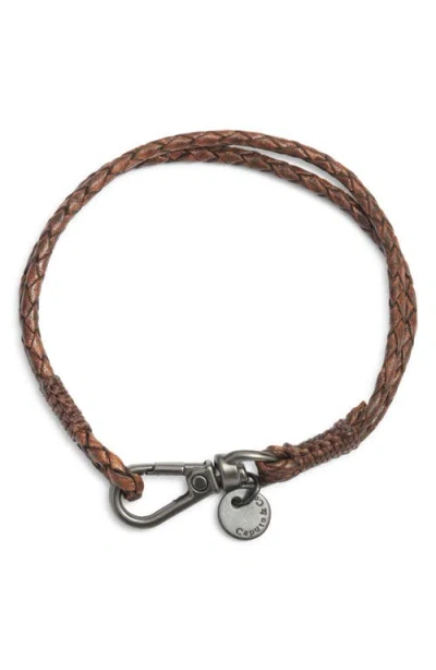 Caputo & Co Swivel Clasp Leather Bracelet In Brown