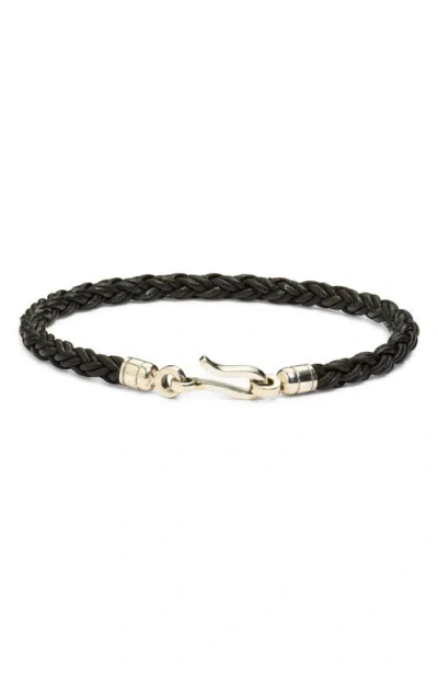 Caputo & Co . Twisted Braid Leather Bracelet In Black