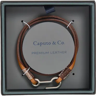 Caputo & Co Utility Hook Leather Bracelet In Brown