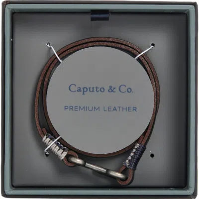 Caputo & Co Utility Hook Leather Bracelet In Gray