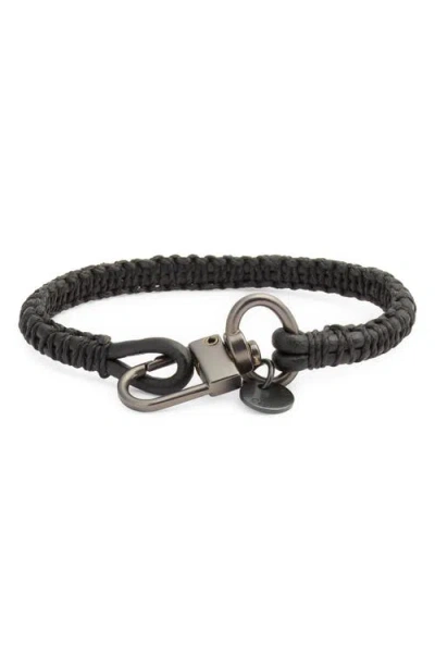 Caputo & Co . Zigzag Macrame Leather Bracelet In Black