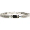 Caputo & Co Artisan Lapis Lazuli Cabochon Sterling Silver Bracelet In Black Onyx