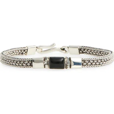Caputo & Co Artisan Lapis Lazuli Cabochon Sterling Silver Bracelet In Black Onyx