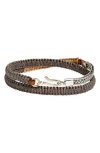 Caputo & Co Artisan Sterling Silver & Leather Macramé Double Wrap Bracelet In Grey Combo