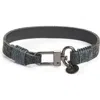 Caputo & Co Basketweave Embossed Leather Bracelet In Black