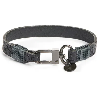 Caputo & Co Basketweave Embossed Leather Bracelet In Gray