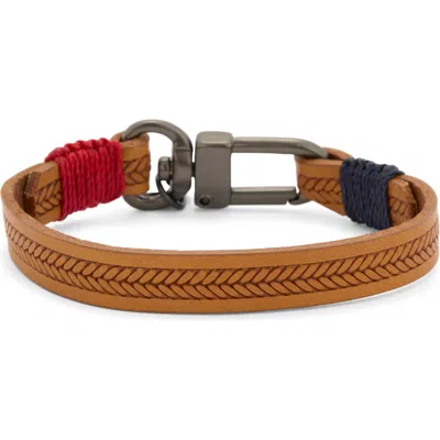 Caputo & Co . Embossed Wheat Braided Bracelet In Brown