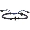 Caputo & Co . Tiger's-eye Cross Macrame Bracelet In Black Onyx