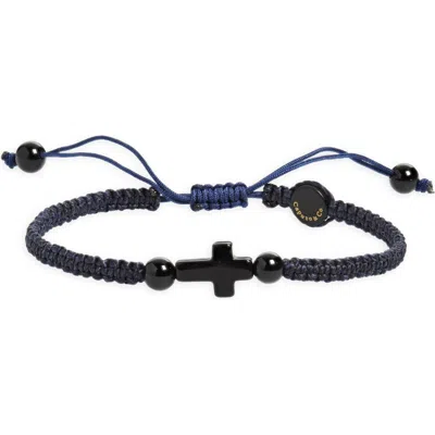 Caputo & Co . Tiger's-eye Cross Macrame Bracelet In Black Onyx