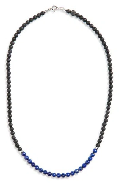 Caputo & Co . Ubud Lava Rock & Lapis Lazuli Beaded Necklace In Black