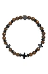 Caputo & Co Cross Beaded Stretch Bracelet