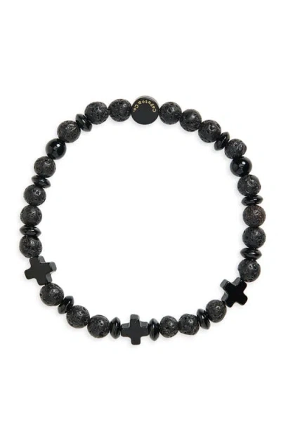Caputo & Co Cross Beaded Stretch Bracelet