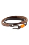 CAPUTO & CO HAND-KNOTTED LEATHER DOUBLE WRAP BRACELET
