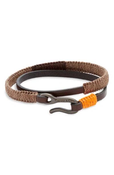 Caputo & Co Hand-knotted Leather Double Wrap Bracelet In Brown