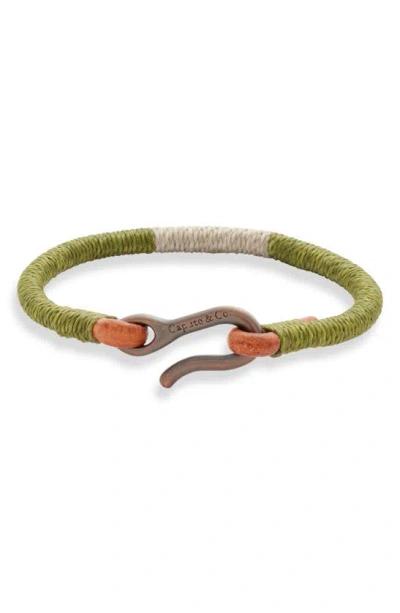 Caputo & Co Hand Wrapped Leather Bracelet In Green