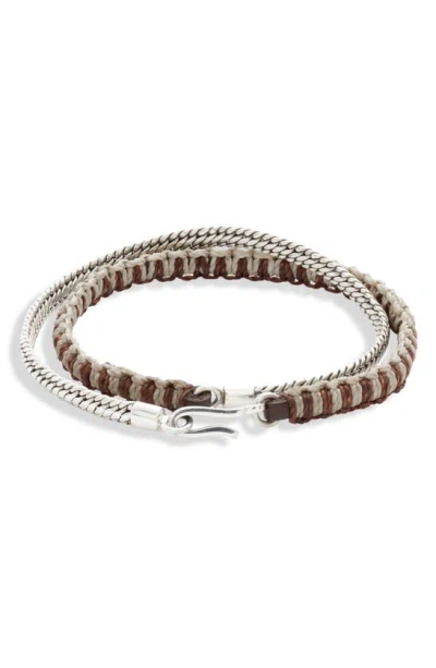 Caputo & Co Hitch Knot & Sterling Silver Bracelet In Brown