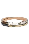 Caputo & Co Leather Cord Wrap Bracelet In Camouflage