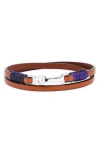 Caputo & Co Leather Cord Wrap Bracelet In Tan