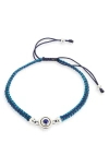 Caputo & Co Reversible Evil Eye Macramé Bracelet In Blue Topaz Lapis