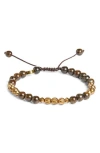 Caputo & Co Semiprecious Stone Beaded Slider Bracelet In Bronzite