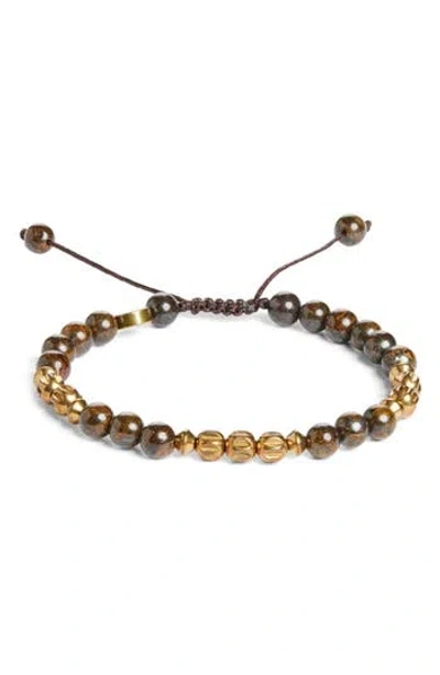 Caputo & Co Semiprecious Stone Beaded Slider Bracelet In Brown