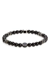 Caputo & Co Square Beaded Stretch Bracelet In Black