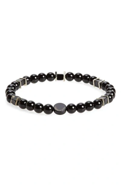 Caputo & Co Square Beaded Stretch Bracelet In Black Onyx