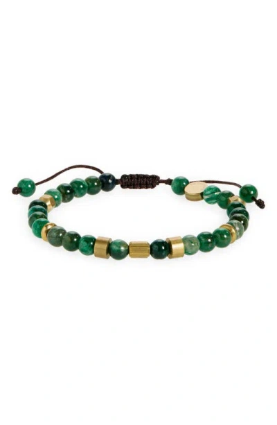 Caputo & Co Stone & Bead Slider Bracelet In Green