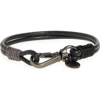 Caputo & Co Swivel Clasp Craftman Leather Bracelet In Black