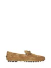 Car Shoe Beige Suede Flat Shoes With Dotted Rubber Sole