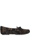 Car Shoe Pony Hair Loafers - Green Camo