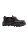 Car Shoe Embossed Crocodile Effect Loafers In Black