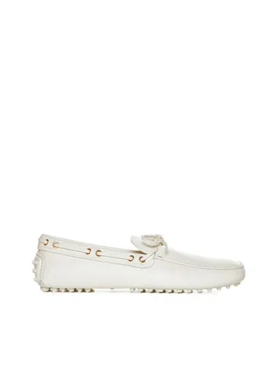 Car Shoe Flat Shoes In White