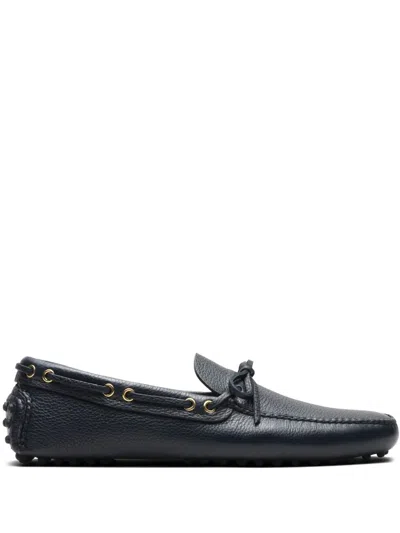 Car Shoe Grained-leather Driving Shoes In Blue