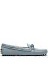 Car Shoe Grained-leather Driving Shoes In Blue