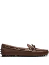 Car Shoe Grained-leather Driving Shoes In Brown