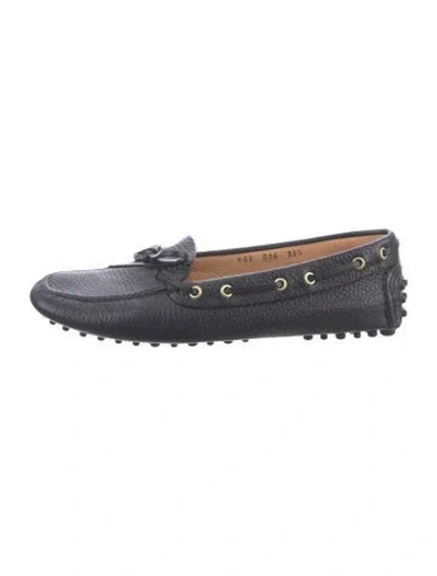 Pre-owned Car Shoe Leather Bow Accents Loafers In Blue