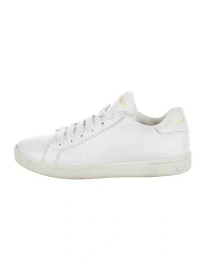 Pre-owned Car Shoe Leather Sneakers In White