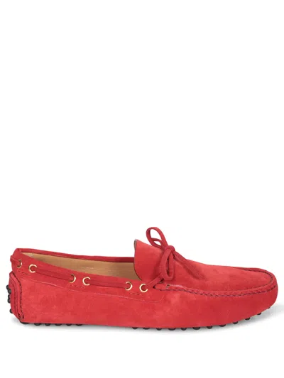 Car Shoe Red Knot Suede Loafers