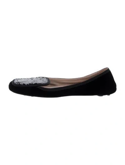 Pre-owned Car Shoe Sequins Loafers In Black