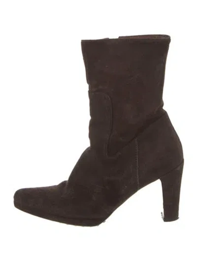 Pre-owned Car Shoe Suede Boots In Brown