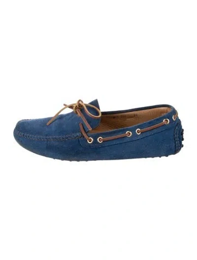 Pre-owned Car Shoe Suede Drivers In Blue