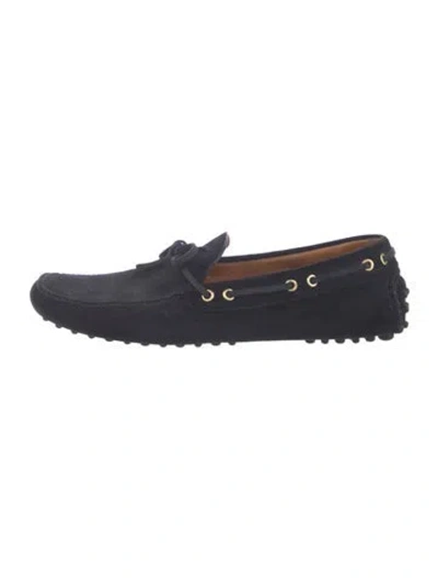 Pre-owned Car Shoe Suede Drivers In Blue